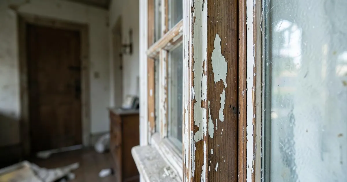 Peinture ancienne écaillée dans un logement à Toulon